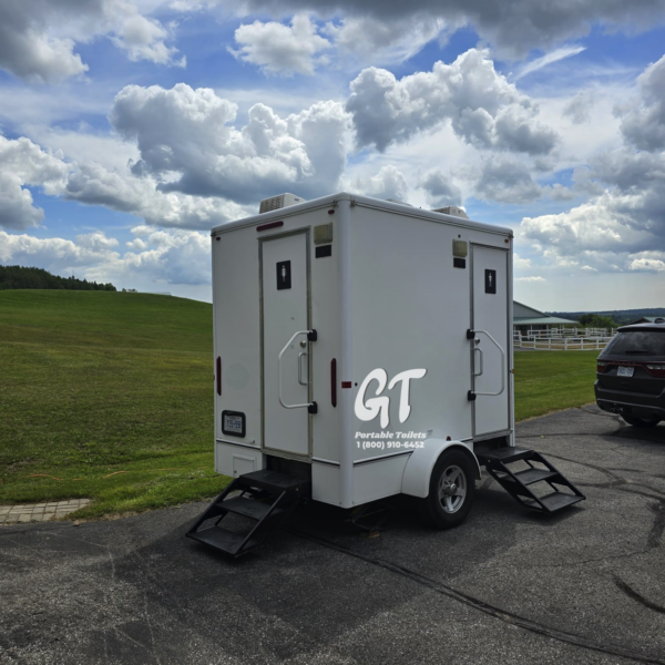 GT Restroom Trailer Rental Farm Wedding