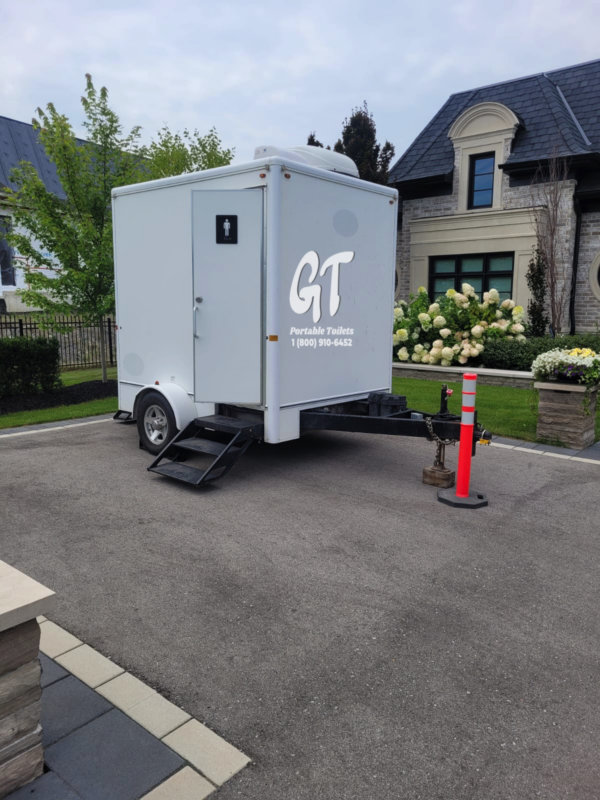 GT Restroom Trailer Rental Backyard Event